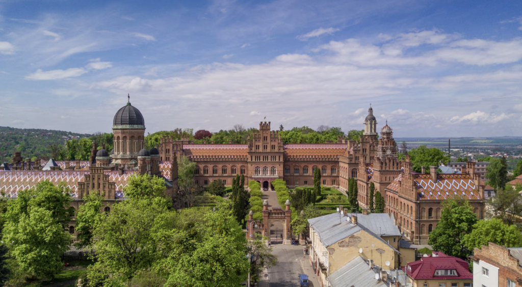 A view of the university building.